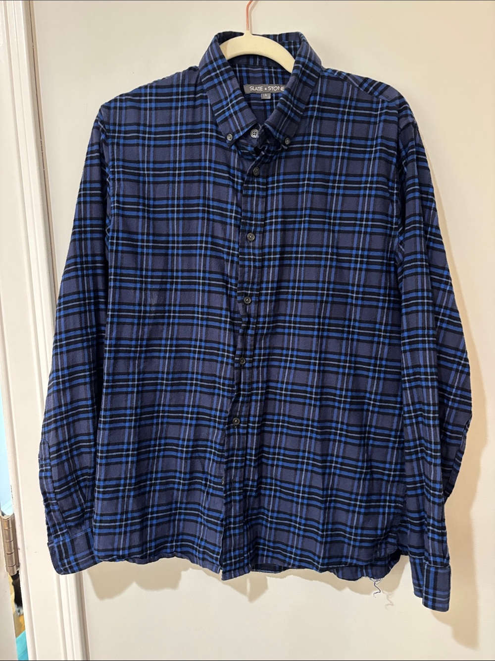 Slate & Stone Navy and Blue Plaid Button-Down Shirt